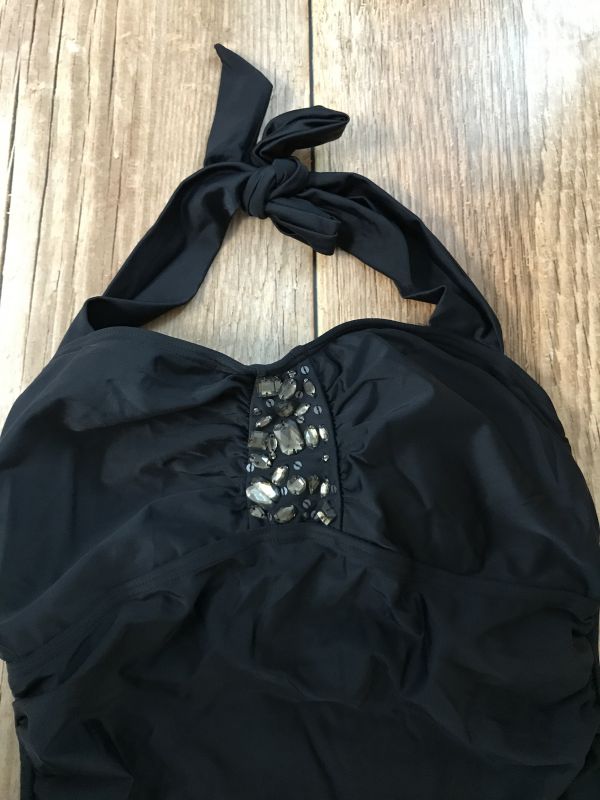 BonPrix Selection Black One Piece Swimsuit with Jewel Embellishment
