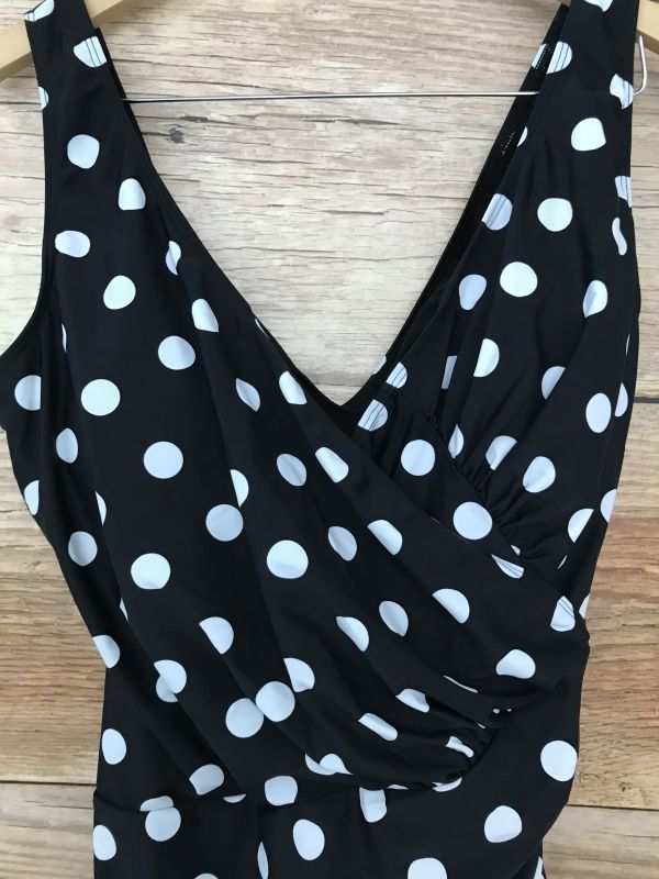 BonPrix Black and White Polka Dot One Piece Swimsuit