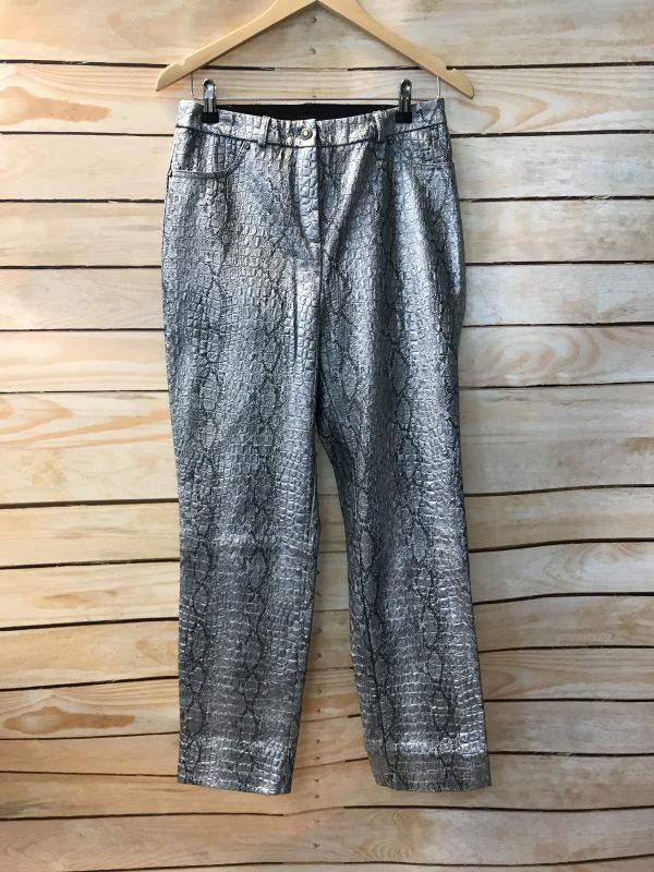 Silver snake print trousers