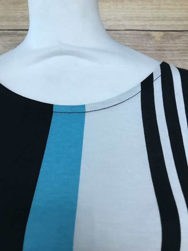 BonPrix Black T-shirt with Blue and White Stripes