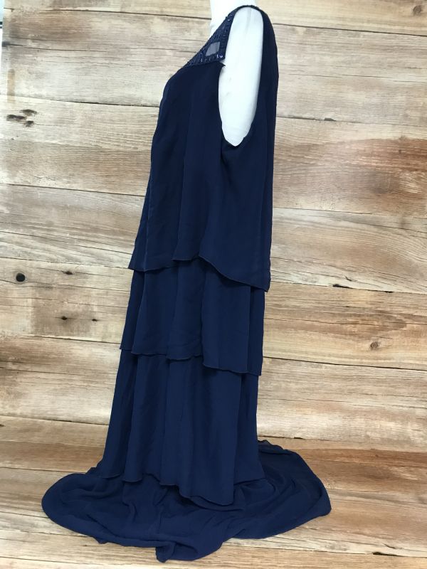 Sheego Navy Blue Dress with Beaded Chest Detail