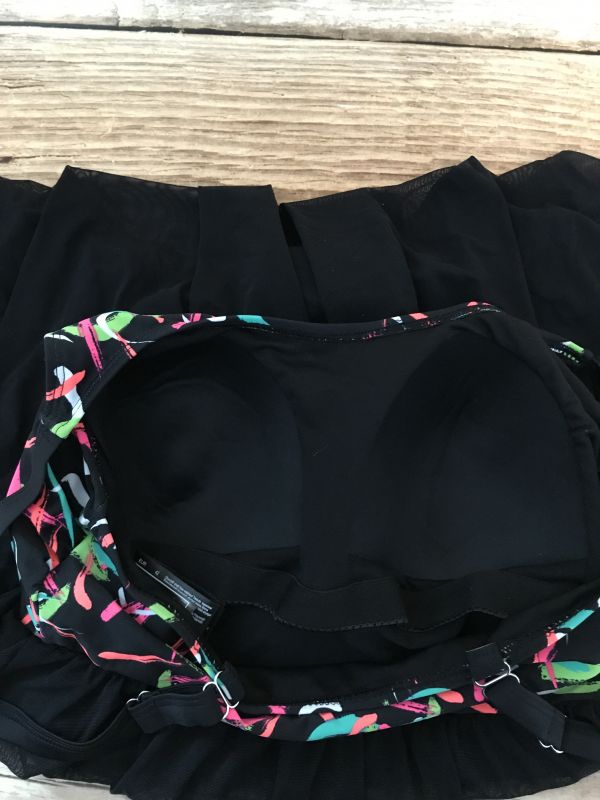 BonPrix Collection Black Swim Dress with Neon Bust