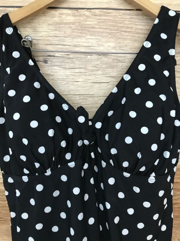 BonPrix Collection Black Swim Dress with White Polka Dots