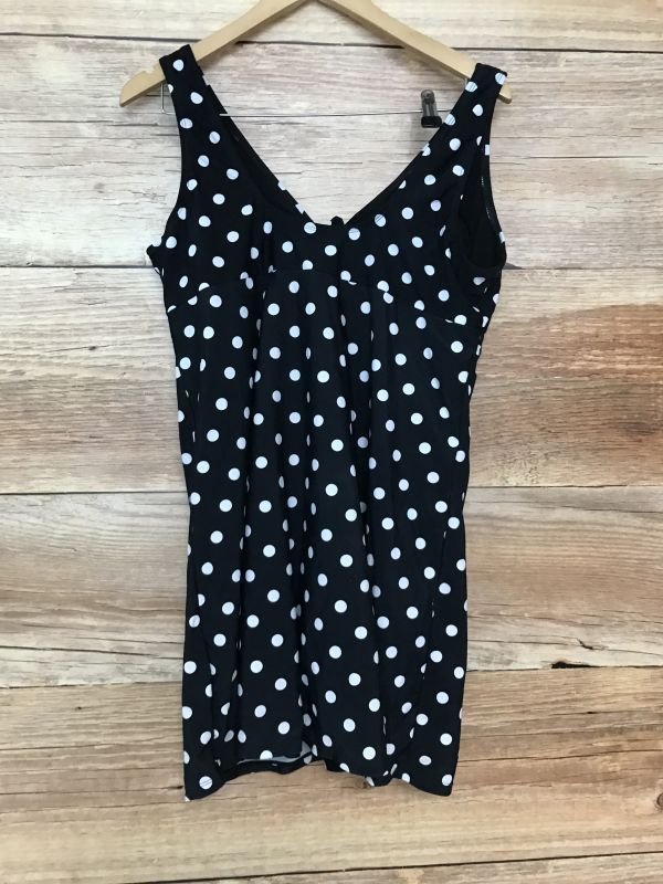 BonPrix Collection Black Swim Dress with White Polka Dots