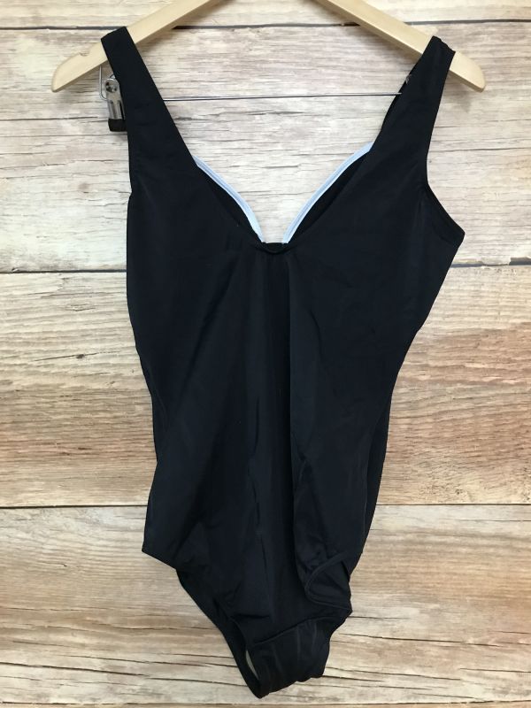 BonPrix Black Swimsuit with White Piping
