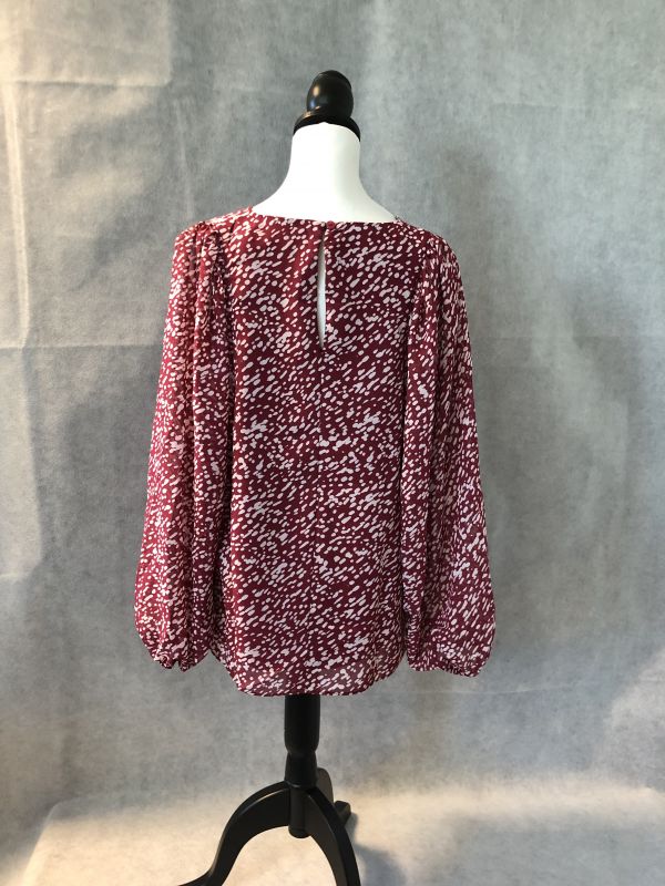 Burgundy and white blouse