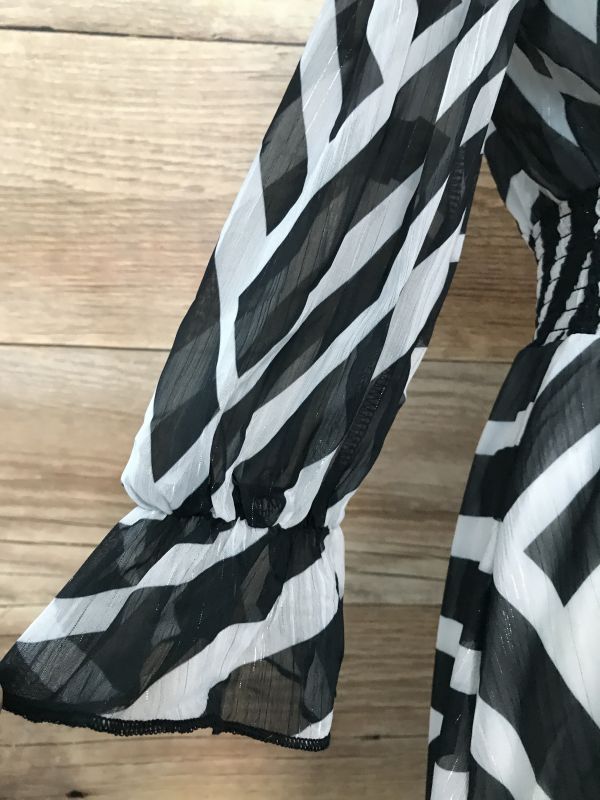 Star by Julien Macdonald black white striped lurex bardot dress