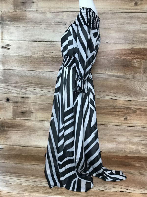 Star by Julien Macdonald black white striped lurex bardot dress