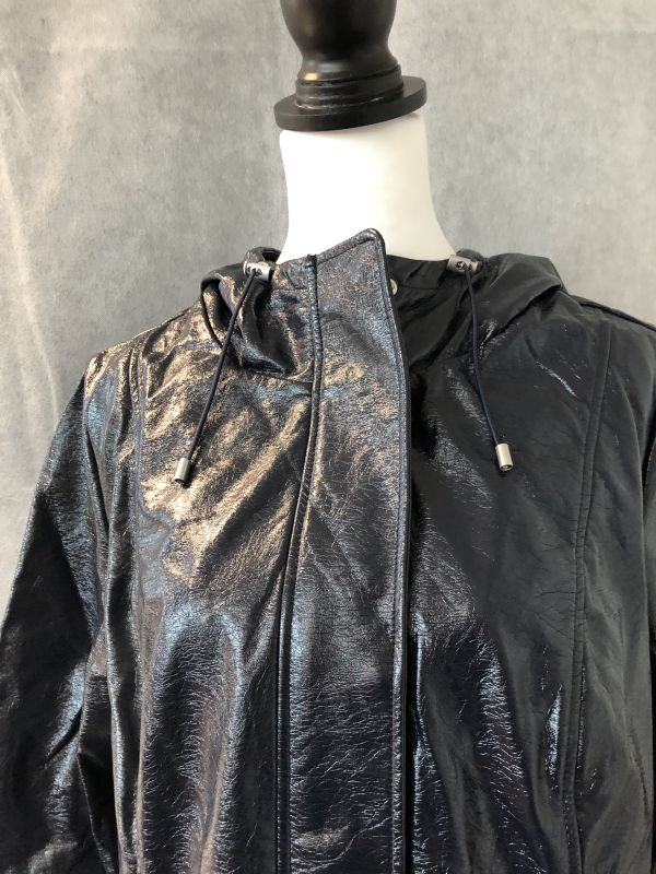 Black leather wet look jacket