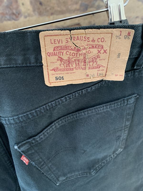 Vintage Levis Iconic 501 Straight Leg High Rise Washed Black Jeans W38 L34