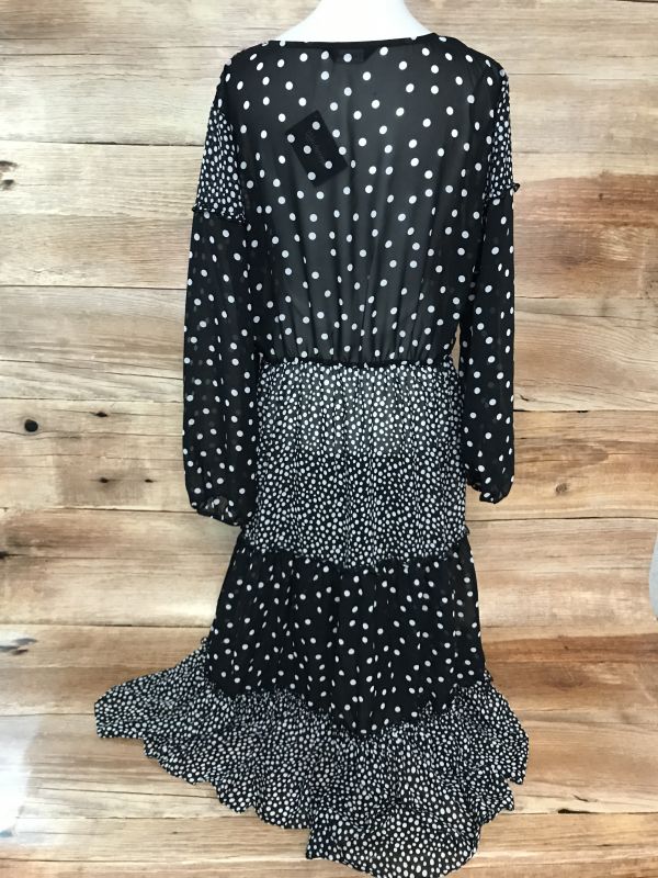 Kaleidoscope Black Dress with White Polka Dots