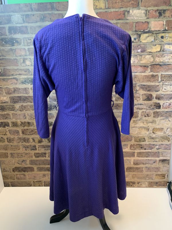 Vintage Classic Ballerina Look Cowl Neck Knitwear MIDI Dress in Purple