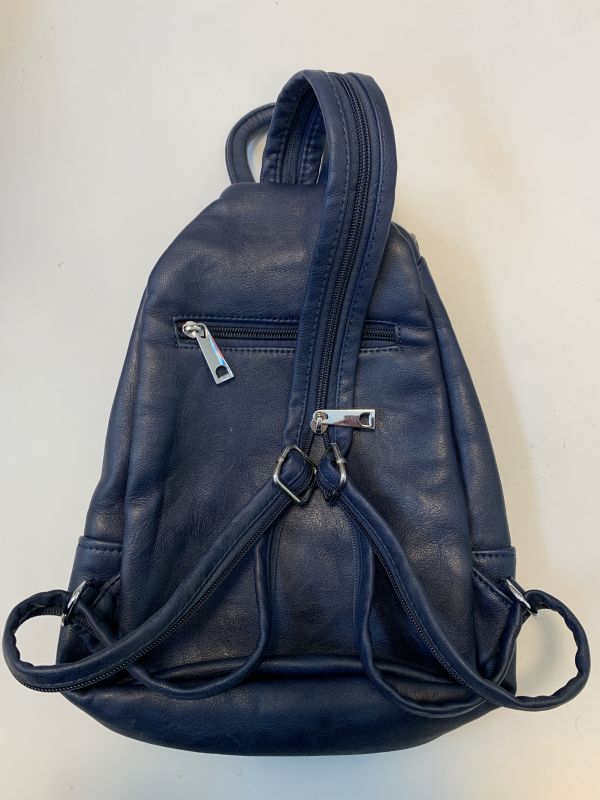 Vintage Deep Blue Leather Everyday Backpack For Women Ladies Girls