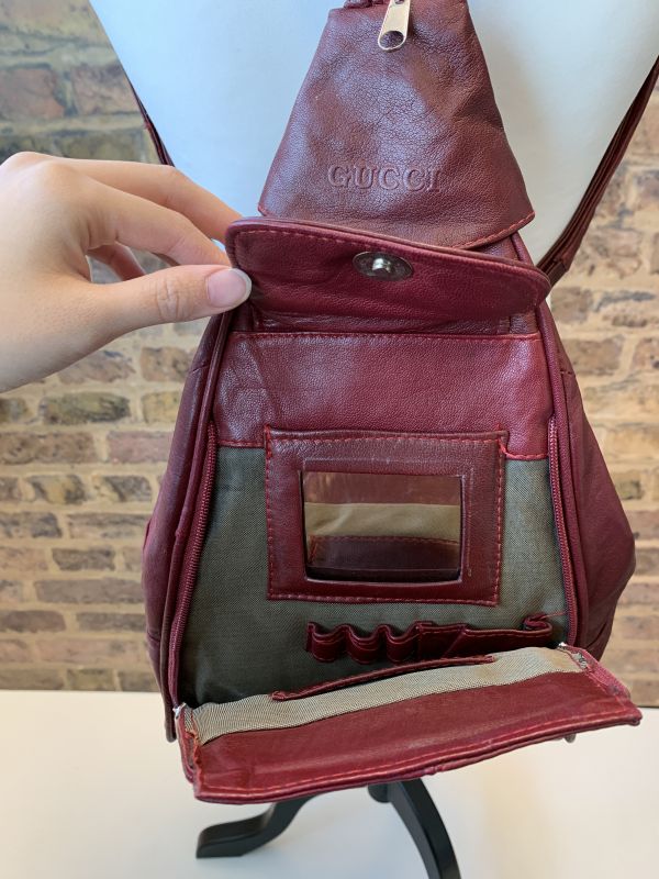 Vintage Burgundy Soft Leather Messenger Bag Shoulder Bag Satchel Backpack Handbag Women Ladies