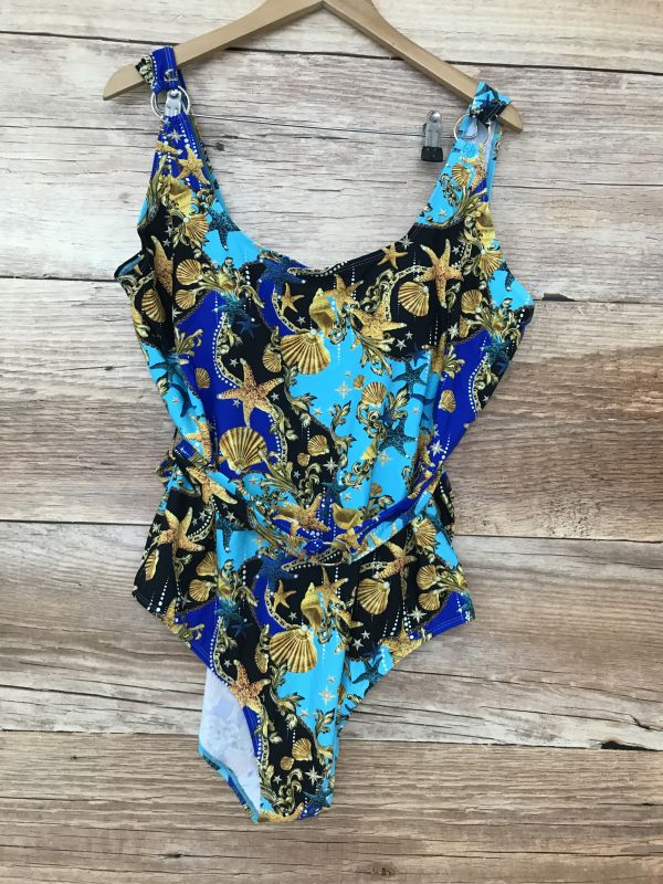 Star by Julien Macdonald Blue One Piece Swimsuit with Gold Sealife Print