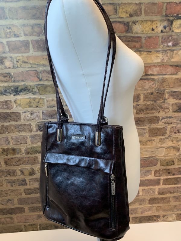 Vintage Daniel Ray Ladies Leather Messenger Shoulder Bag Satchel Backpack Handbag Dark Brown