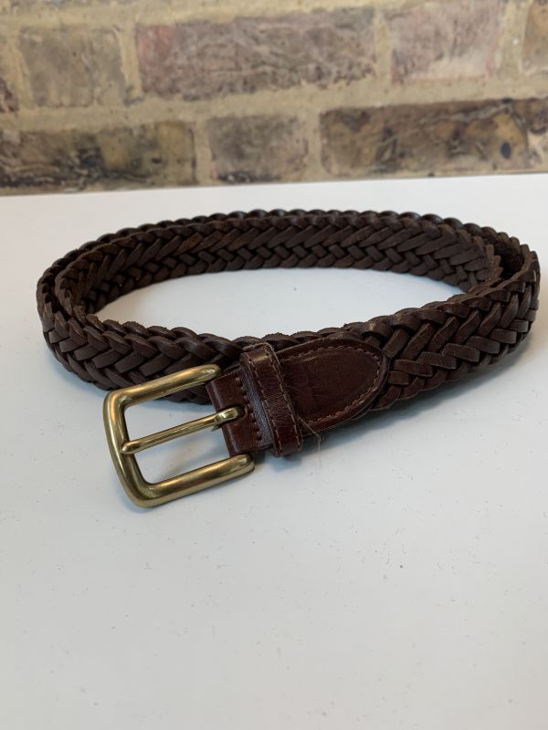 Vintage Genuine Hand Braided Brown Leather Ladies Belt Size 38