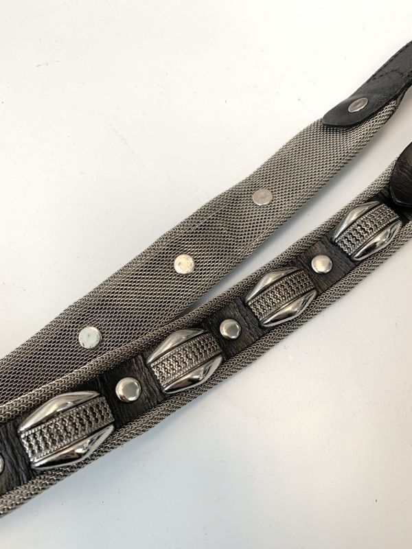 Vintage Studded Black Leather Jeans Belt With Metal Stretch 90’s Punk Style Buckle Belt With Rivets Pins Unisex