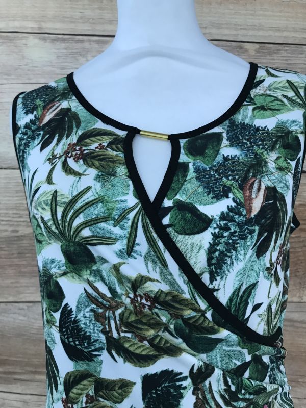 Linea Tesini Green Tropical Print Dress