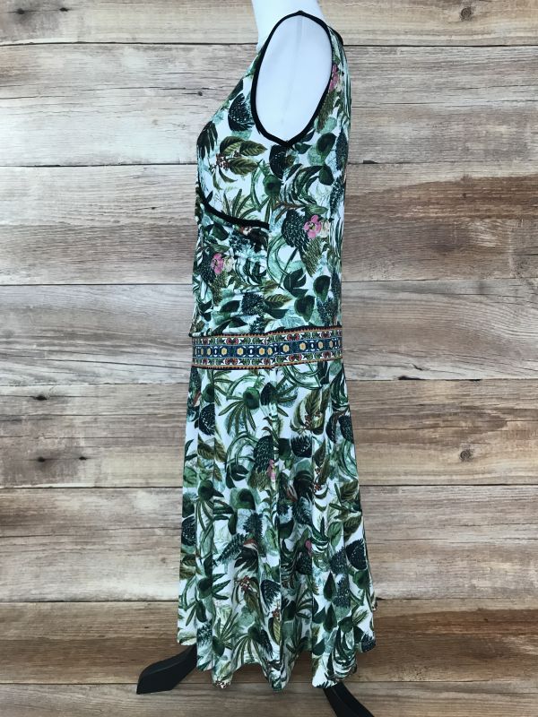 Linea Tesini Green Tropical Print Dress