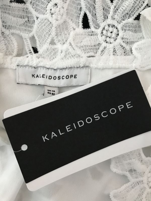 Kaleidoscope White Lace Dress with Black Print Detail