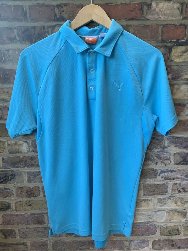 Vintage Puma Short Sleeves Classic Vivid Blue Regular Fit Polo Shirt For Mens Sportswear
