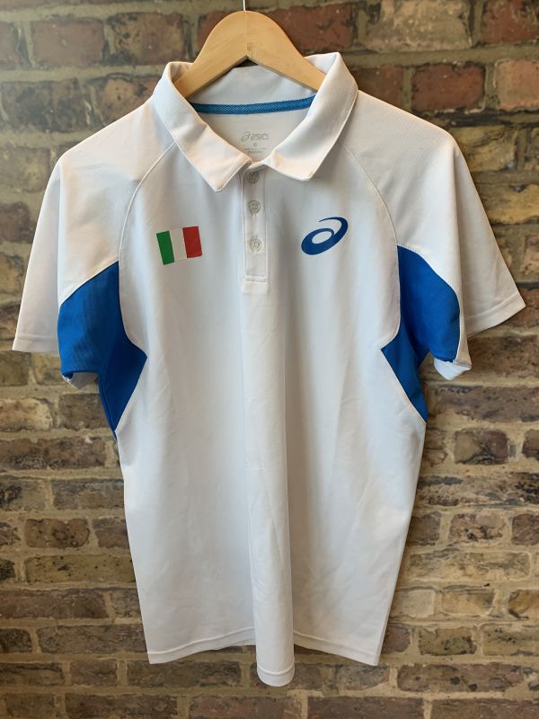 Vintage Asics Classic Mens Sport Polo Shirt Short Sleeves Sportswear in White