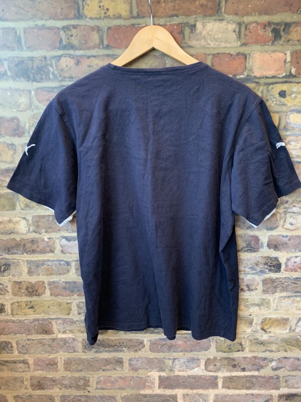 Vintage Puma Dark Blue Tee With Brand Logo Short Sleeves Cotton T-Shirt