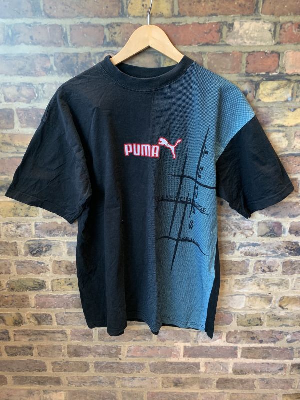 Vintage Puma Black Tee Brand Logo Short Sleeves Cotton T-Shirt