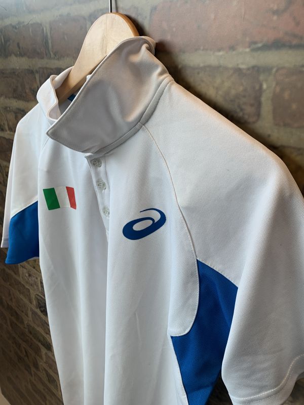 Vintage Asics Classic Mens Sport Polo Shirt Short Sleeves Sportswear in White
