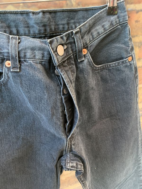 Vintage Levis Iconic 501 Regular Fit High Waisted Washed Dark Black MOM Jeans W31 L34