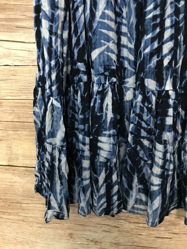 Pomodoro Blue Palm Leaf Pattern Skirt