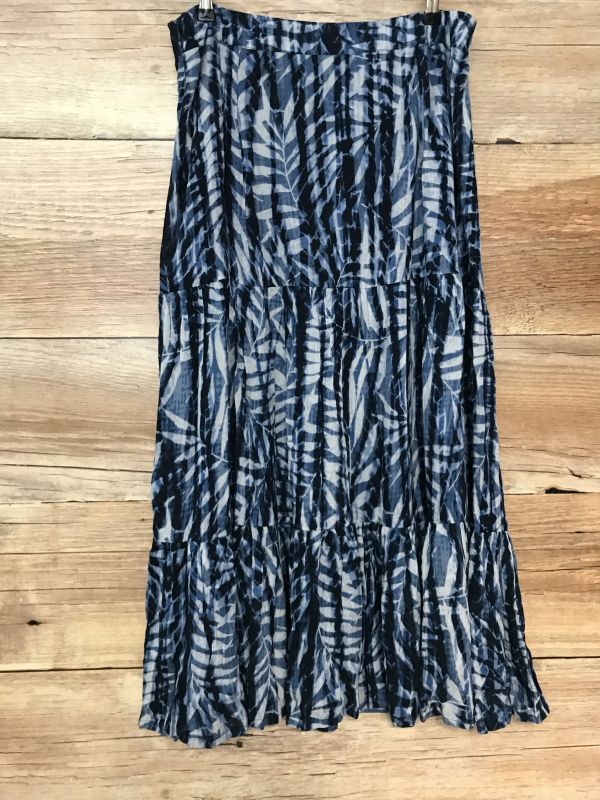 Pomodoro Blue Palm Leaf Pattern Skirt