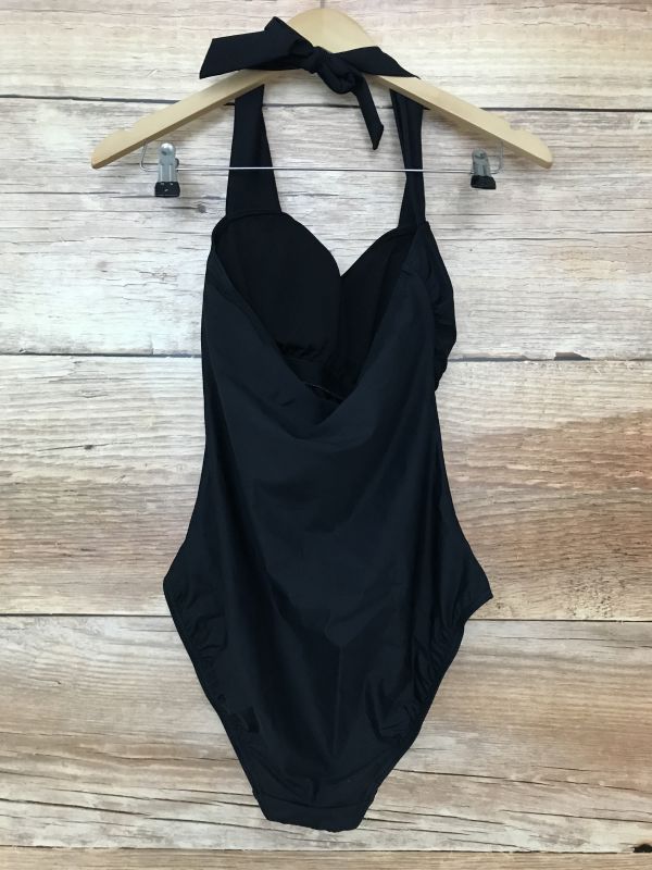 BonPrix Black Halter Neck Swimsuit with Jewel Detail