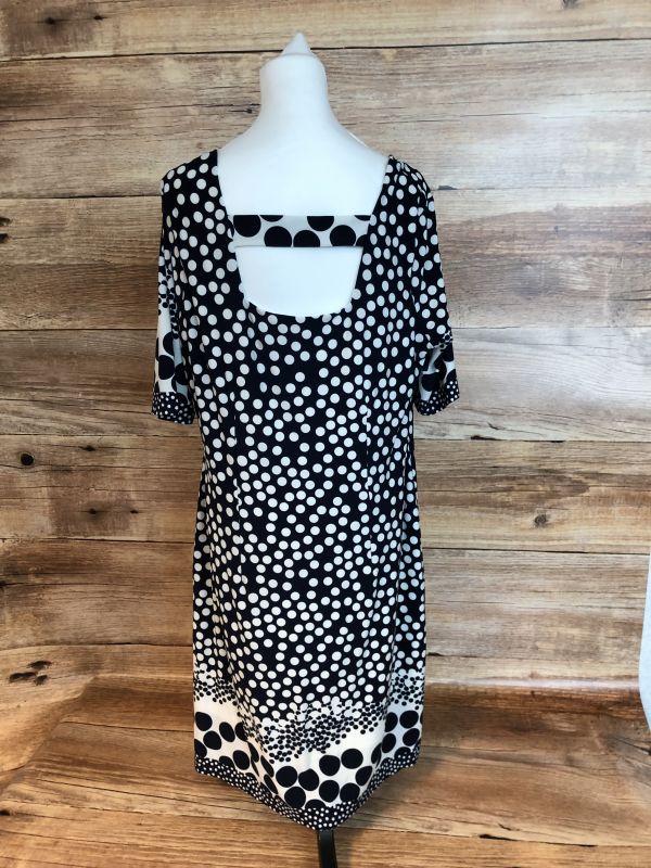 Navy and white polka dot dress