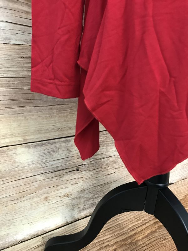 Patrizia Dini Red Handkerchief Hem Long Sleeve Top