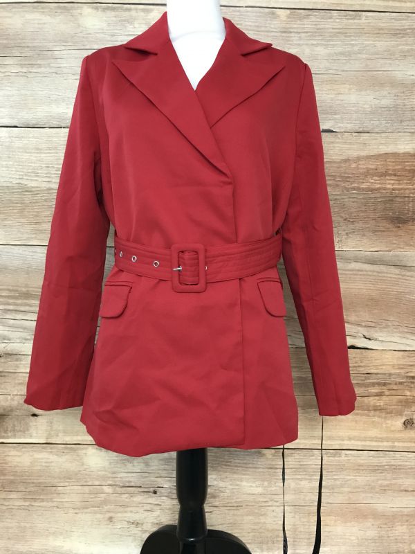 In the Style Red Belted Blazer