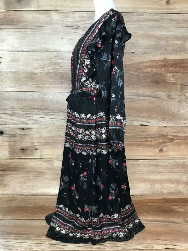 Kaleidoscope Black Folk Print Midi Dress