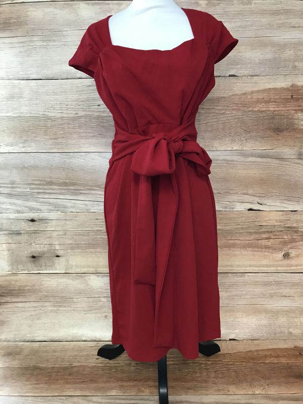 Kaleidoscope Red Tie Front Scuba Crepe Dress