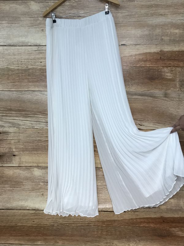 Together White Wide Legged Pleated Trousers