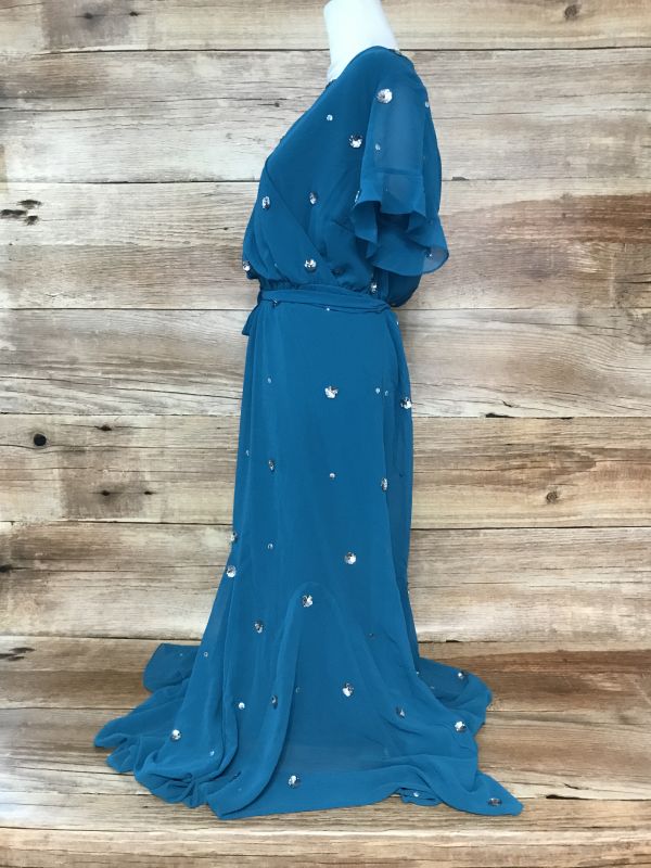 Kaleidoscope Turquoise Maxi Dress with Sequin Detail