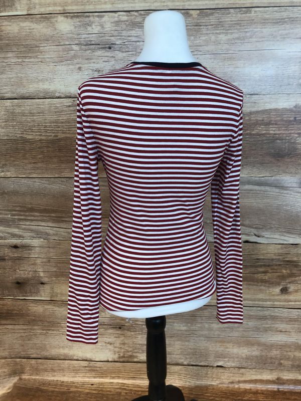 Red and white long sleeve top