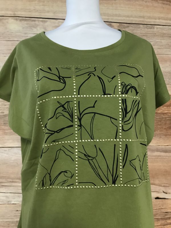 BonPrix Green T-Shirt with Abstract Print