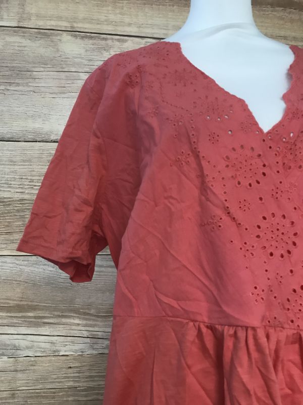 Sheego Red/Orange T-Shirt with Lace Neckline