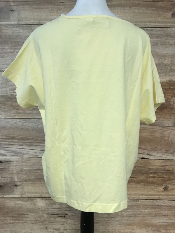 BonPrix Collection Primrose Yellow T-Shirt with Crochet Detail