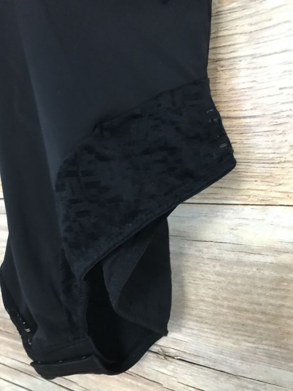 Lascana Black T-Shirt Bodysuit with Lace Leg Trim