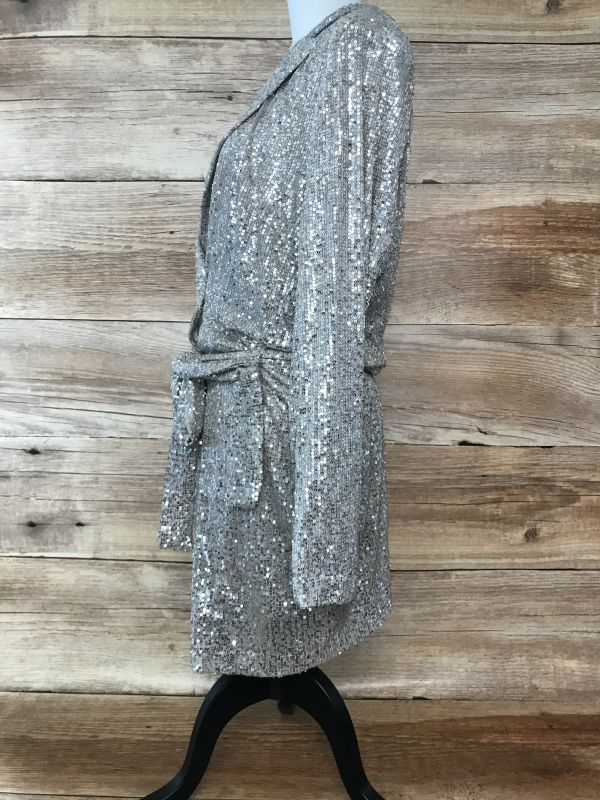 In The Style Gold Sequin Wrap Blazer Dress