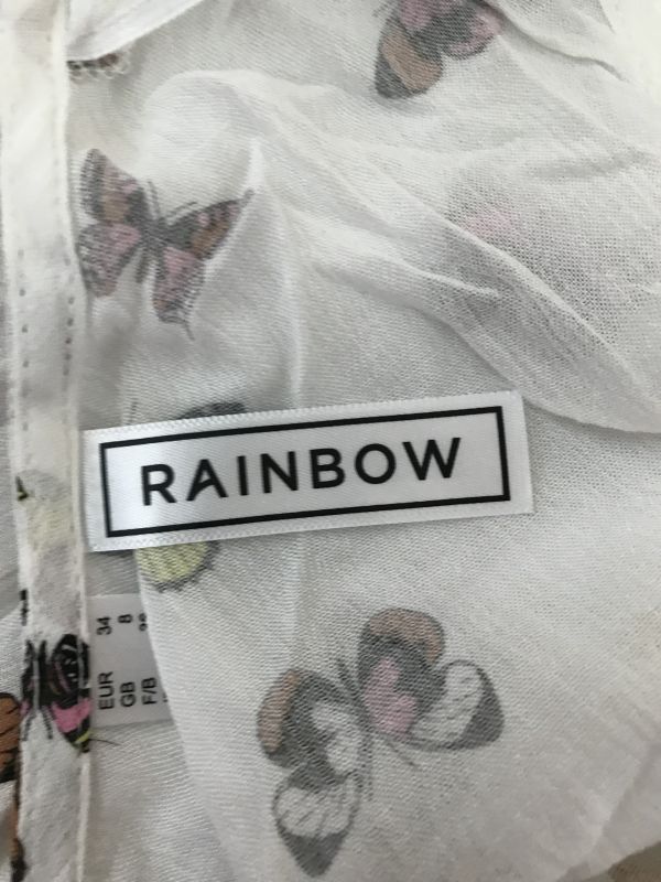 Rainbow White Sleeveless Top with Butterfly Print