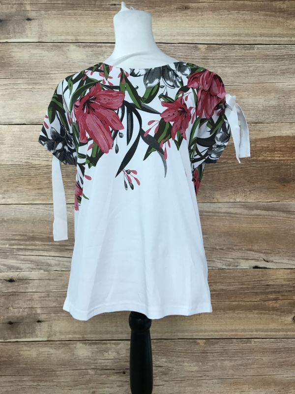 BonPrix Collection White T-Shirt with Tropical Print