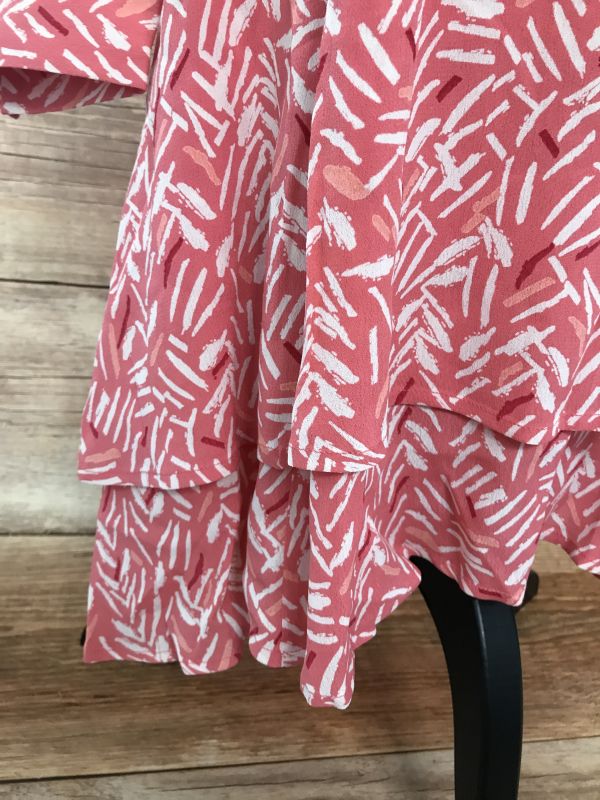 Pomodoro Pink Brushstroke Ruffle Shirt Dress
